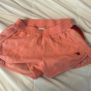 Aviator Nation Pink Shorts with Rainbow Detail